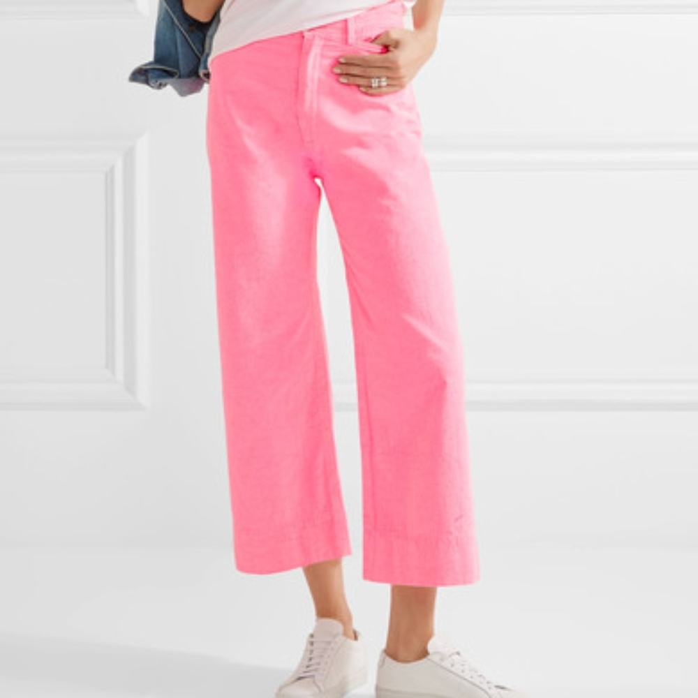 APIECE APART Cropped Crinkled-Cotton Wide-Leg Pant